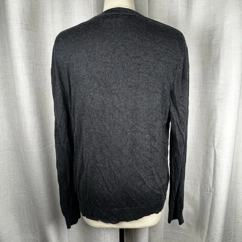 Banana Republic Sweater Mens XL Grey Brown Argyle Silk Cashmere Blend‎ V Neck